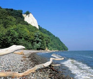 View of the the Knigstuhl cliff from a beach in Stubbenfelde