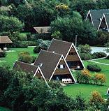 Bird's eye view of a village in a holiday region