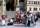 A group of young people on a school trip