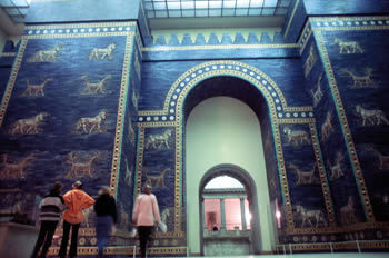 The Babylonian Ishtar Gate in the Pergamon Museum in Berlin, Copyright Jim McDonald