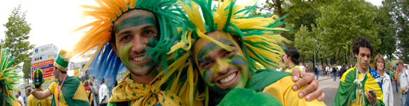 Brasilian fans putting on a show before the game - Copyright: OK 2011/Fotoagentur Kunz