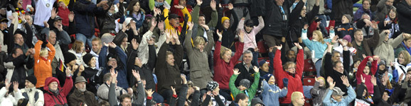 Fans celebratingin Augsburg during the Germany vs. USA game - Copyright: OK 2011/Fotoagentur Kunz