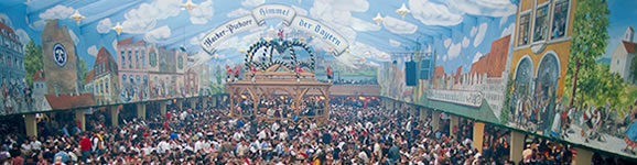 Munich: in a beer tent at the Oktoberfest