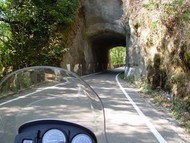 Motorcyclist's view into the tunnel