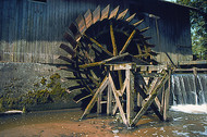 Large stream-powered millwheel at a traditional mill