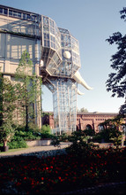 An old factory is transformed into an enormous glass elephant