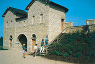 Family visiting the North Gate of Weissenburg Castle