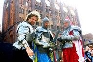 Three knights in a performance of Wallenstein