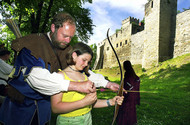 Learning archery at Eckartsburg Castle