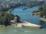 Confluence of the Moselle and the Rhine at Deutsches Eck (German Corner) in Koblenz