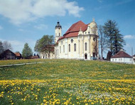 The Wieskirche Pilgrimage Church in picturesque scenery