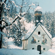 Snow-covered chapel near Mittenwald