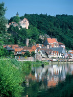 Historic town of Hirschhorn on the banks of the Neckar river
