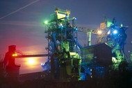 Atmospherically lit industrial site near Duisburg