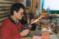 A glassblower at work