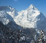 View of the snow-covered Zugspitze