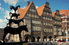 View of the Bremen Town Musicians and houses in Bremen market square