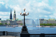 View across the harbour to the baroque church of St Michael