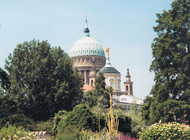 View of the Church of St. Nicholas and Old Town Hall from Friendship Island