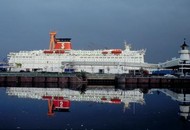 Large ferry at the quay in the harbour