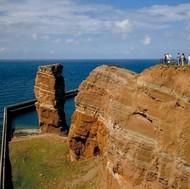The red cliffs of the island of Heligoland in the North Sea