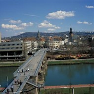 View of Saarbrcken and the old bridge over the River Saar